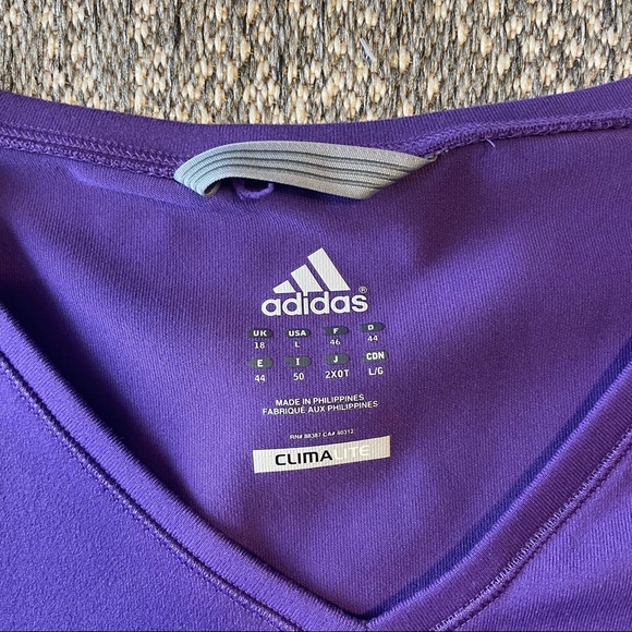 ADIDAS Climalite Dark Purple Short Sleeve Workout T Shirt Size Large - Picture 3 of 6